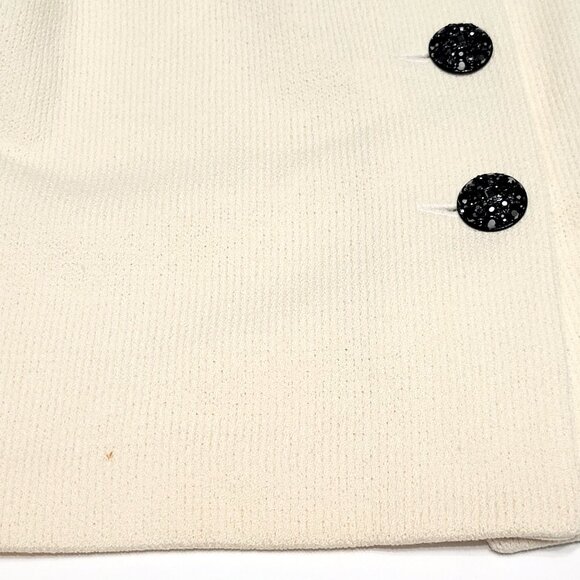ST JOHN Evening Womens Beaded Santana Knit Jacket Size 2 Buttons Cream & Black - Picture 13 of 14